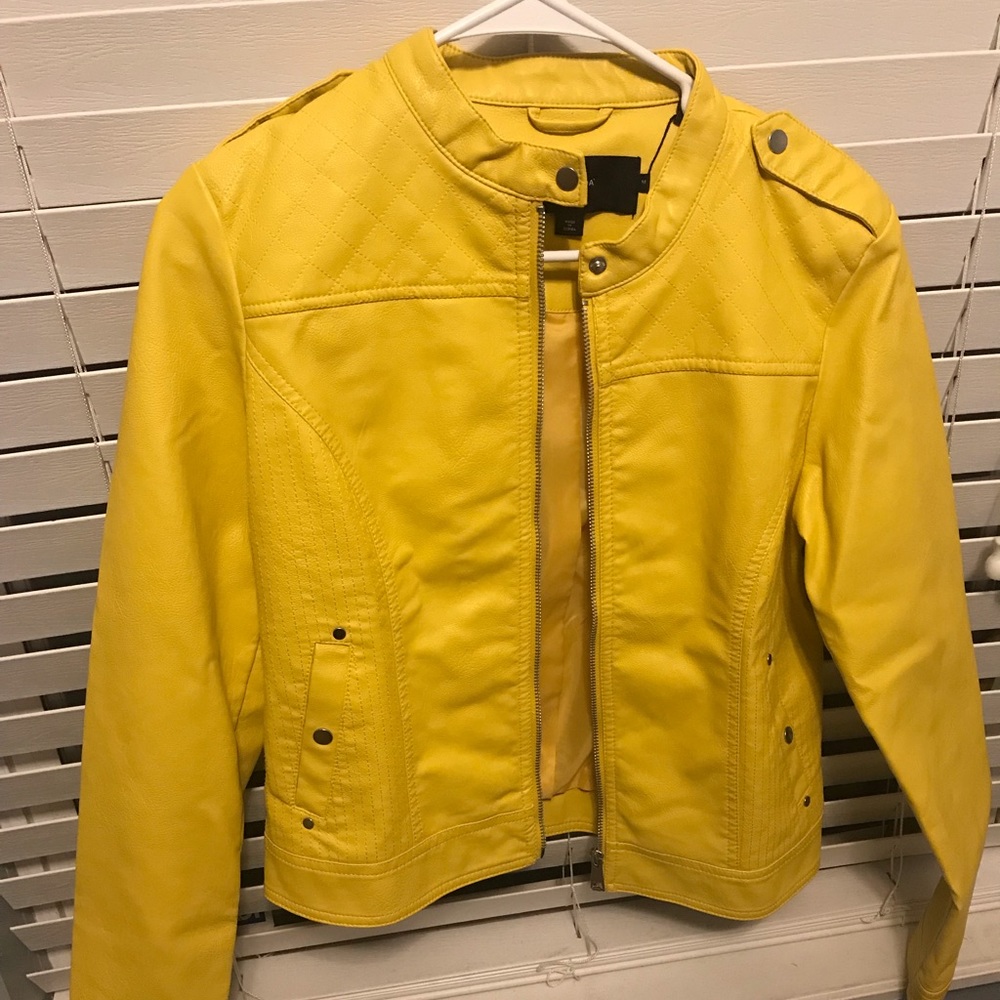 Bright Yellow Leather Jacket- NWT
